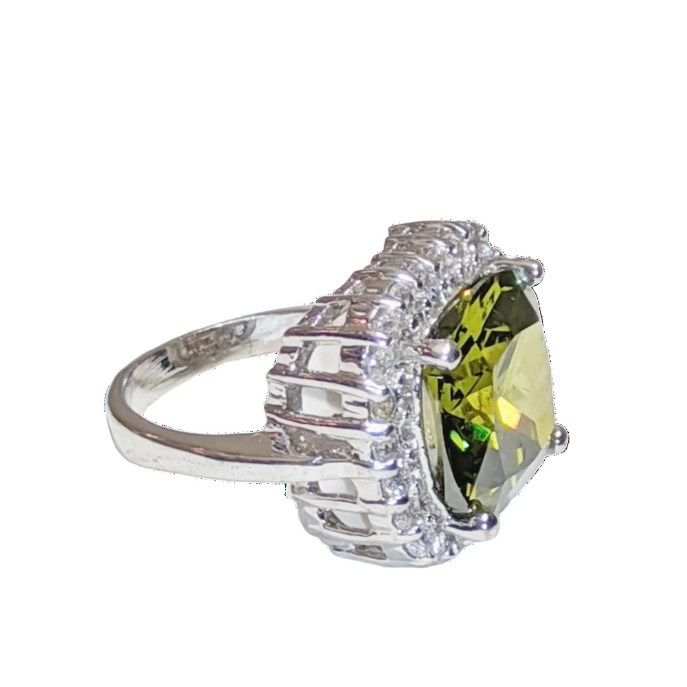 Brunswick Color CZ Stone Silver Tone Ring